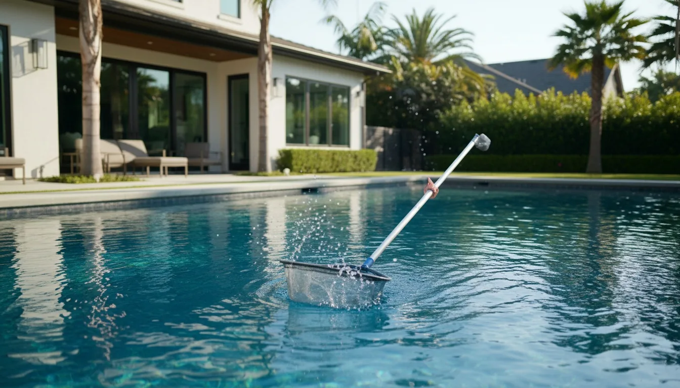A pool being serviced